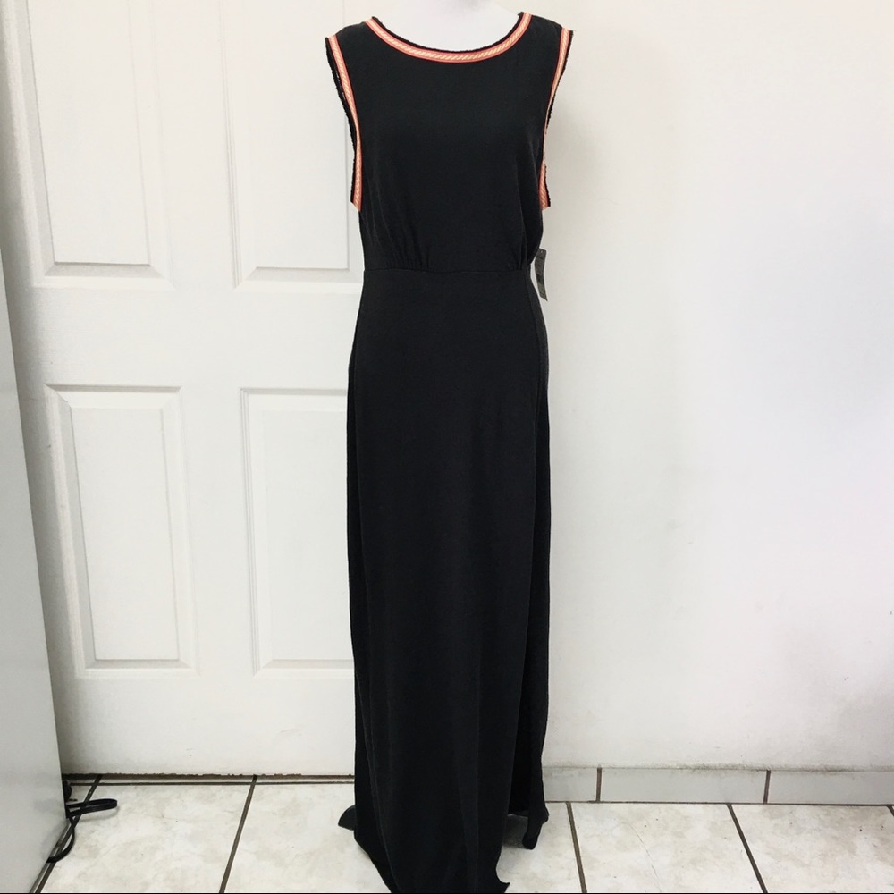 Free People Black Maxi Dress Open Back Size Large